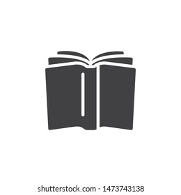 Open book vector icon. filled flat sign for mobile concept and web design. Book page turn glyph icon. Knowledge symbol, logo illustration. Vector graphics