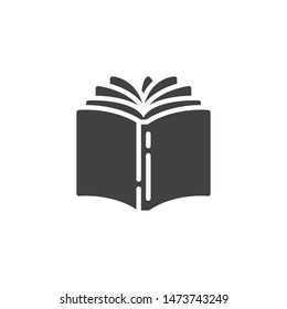 Open book vector icon. filled flat sign for mobile concept and web design. Book pages turn glyph icon. Bookstore symbol, logo illustration. Vector graphics