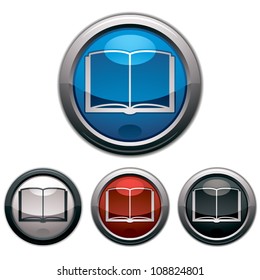 Abrir libro - Icono vector, botón brillante, colección de colores.