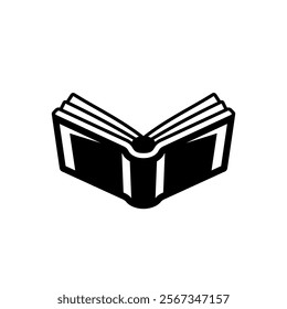 Open book vector icon or graphic symbol black illustration isolated on white background