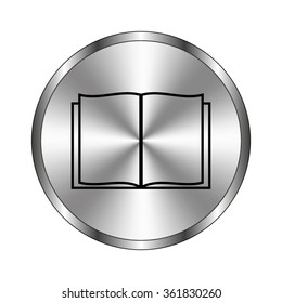 Open book - vector icon;  metal button
