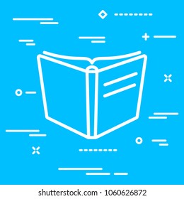 Open book vector icon on a blue background