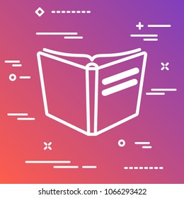Open book vector icon on a colorful gradient background
