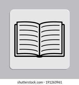 Open book - vector icon on a grey flat button