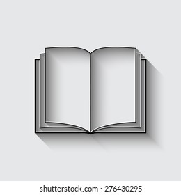Open book - vector icon  on a grey background