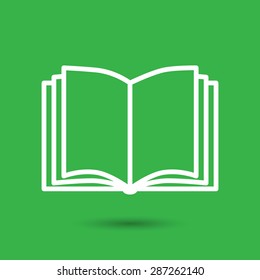 Open book vector icon on a green background