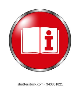 Open book - vector icon on the  red button