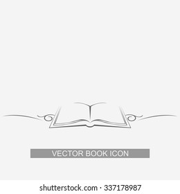 Open book vector icon with ornament. eps10