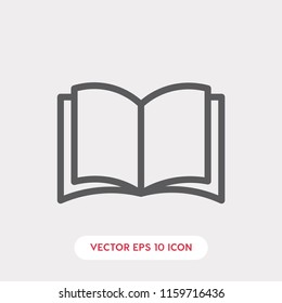 Open book vector icon, reading symbol