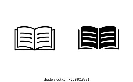Icono de Vector de libro abierto en color blanco y negro.
