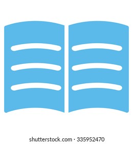 Open Book vector icon. Style is flat symbol, blue color, rounded angles, white background.