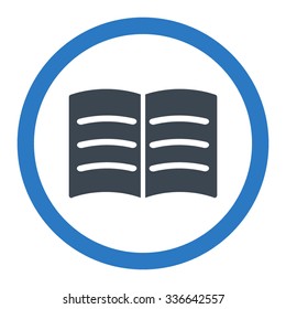 Open Book vector icon. Style is bicolor flat rounded symbol, smooth blue colors, rounded angles, white background.
