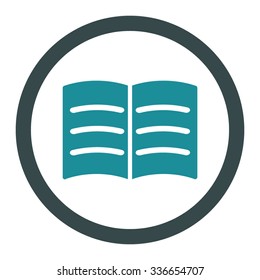 Open Book vector icon. Style is bicolor flat rounded symbol, soft blue colors, rounded angles, white background.