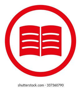 Open Book vector icon. Style is flat rounded symbol, red color, rounded angles, white background.