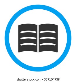Open Book vector icon. Style is bicolor flat rounded symbol, blue and gray colors, rounded angles, white background.