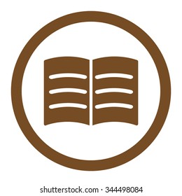 Open Book vector icon. Style is flat rounded symbol, brown color, rounded angles, white background.