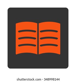 Open Book vector icon. Style is flat rounded square button, orange and gray colors, white background.