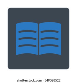 Open Book vector icon. Style is flat rounded square button, smooth blue colors, white background.