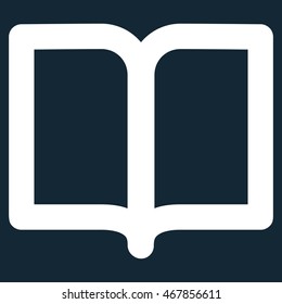Open Book vector icon. Style is contour flat icon symbol, white color, dark blue background.