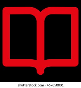 Open Book vector icon. Style is contour flat icon symbol, red color, black background.