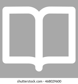 Open Book vector icon. Style is linear flat icon symbol, white color, silver background.