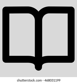 Open Book vector icon. Style is linear flat icon symbol, black color, light gray background.