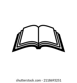 Abra la plantilla de icono del vector del libro en blanco y negro. Icono del libro moderno