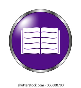 Open book - vector icon; violet button