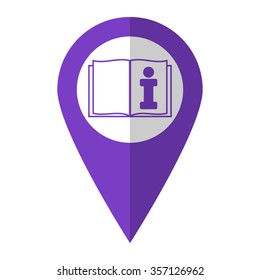 Open book - vector icon;  violet map pointer