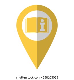 Open book - vector icon;  yellow map pointer