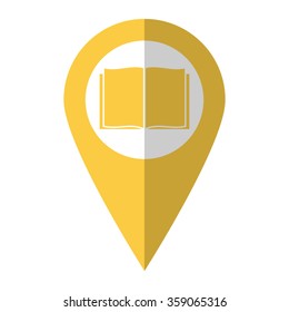 Open book - vector icon;  yellow map pointer