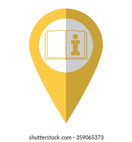 Open book - vector icon;  yellow map pointer