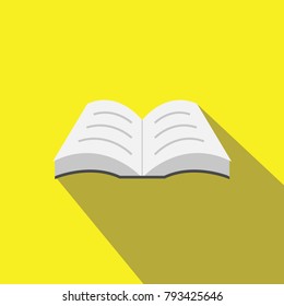 open book vector icon yellow background with flat shadow