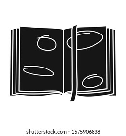 Open book vector icon.Black vector icon isolated on white background open book.