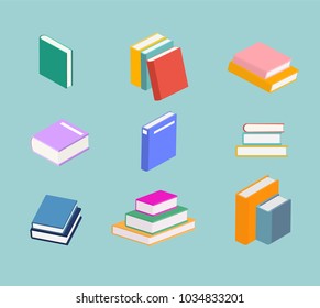 Open book vector icons. Study and knowledge, library and education, science and literature. 
