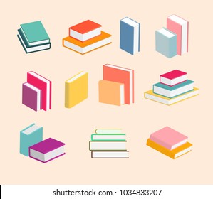 Open book vector icons. Study and knowledge, library and education, science and literature. 
