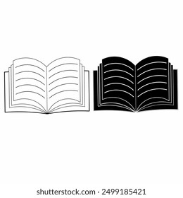 open book vector illustration. black and white education icon on a white background