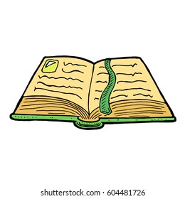 Open book. Vector illustration book with bookmark. Hand drawn open book with a bookmark.
