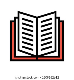 Open book vector illustration, filled design icon