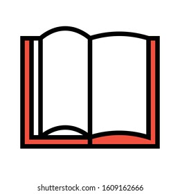 Open book vector illustration, filled design icon
