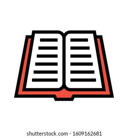 Open book vector illustration, filled design icon