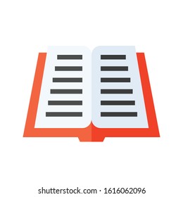 Open book vector illustration, flat design icon
