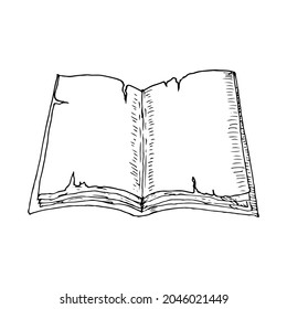 Open book. Vector illustration. Isolated on white. Hand-drawn style.
