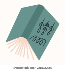 Open book vector illustration. Isolated hand drawn book icon on beige background