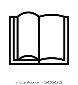 Open book vector illustration, line design icon