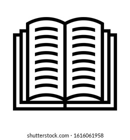 Open book vector illustration, line design icon