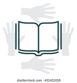 Open book - Vector illustration, line icon