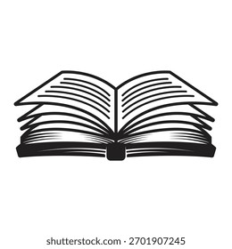 Ilustración vectorial de libro abierto - Icono minimalista línea de arte 