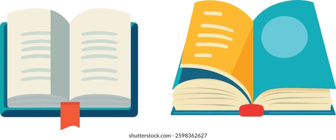 Open Book Vector Illustration on White Background