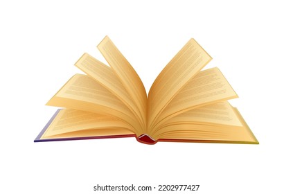 Open book. Vector illustration of a realistic open book with text on a white background. Sketch for creativity.